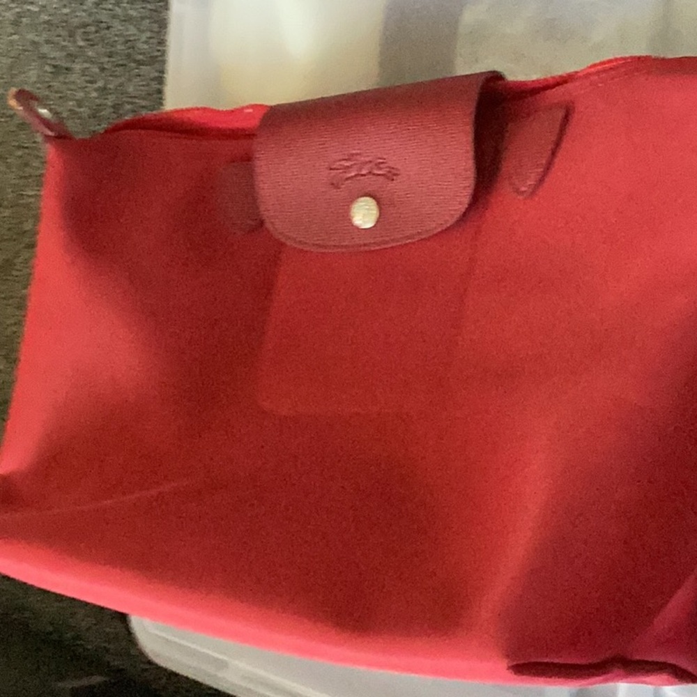 Longchamp Red Tote with Leather Snap Flap